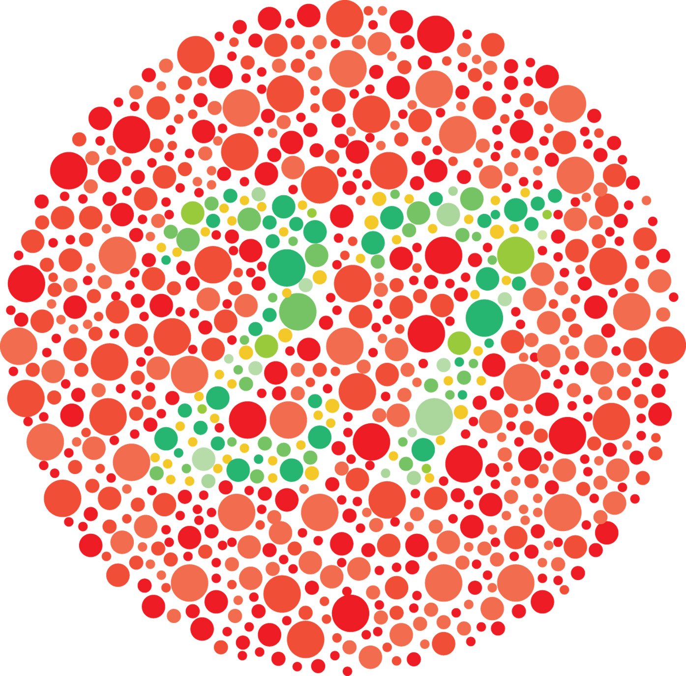 An Ishihara test for Red-Green Colourblindness (Credit: Wikipedia) .